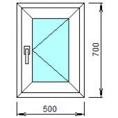 1-03П: Готовое окно из ПВХ 50х70 см
